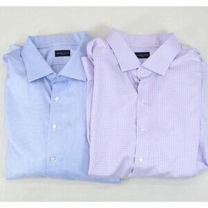 Lot 2x Proper Cloth Dress Shirt Sz 2XL Purple Blue Check Long Sleeve Button Up